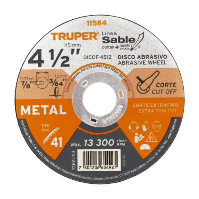 DISCO CORTE METAL TRUPER 4 1/2 EXTRAFINO COD. 11584