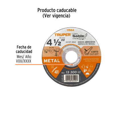 DISCO CORTE METAL TRUPER 4 1/2 EXTRAFINO COD. 11584 - Image 3