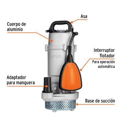 BOMBA SUMERGIBLE 1/2 HP TRUPER 370 WATTS AGUA LIMPIA COD. 15001 - Image 2