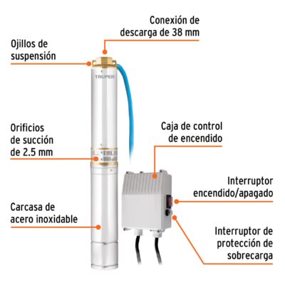 BOMBA SUMERGIBLE 1 HP TRUPER ACERO INOX. COD. 12625 - Image 2