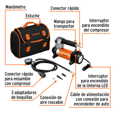 COMPRESOR 150 PSI 12 VOLTIOS PORTATIL TRUPER COD. 19999 - Image 4