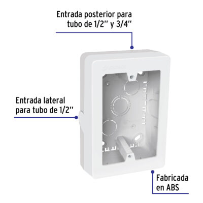 CAJA RECTANGULAR PLASTICA SOBRE PONER VOLTECK COD. 40141 - Image 2