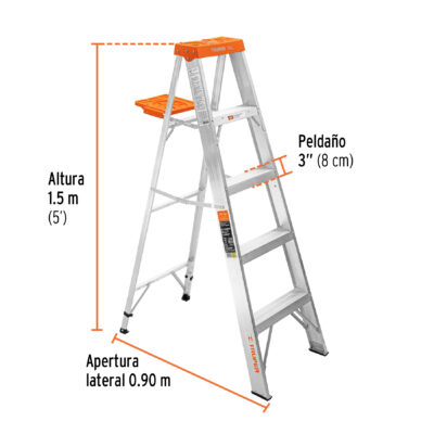 ESCALERA ALUMINIO 5 PIES TIPO 2 TRUPER COD. 10264 - Image 3