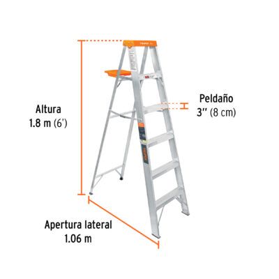 ESCALERA ALUMINIO 6 PIES TIPO 2 TRUPER COD. 10335 - Image 3