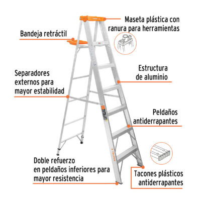 ESCALERA ALUMINIO 7 PIES TIPO 2 TRUPER COD. 16744 - Image 2