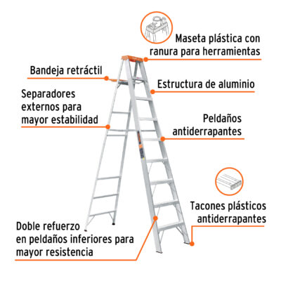 ESCALERA ALUMINIO 9 PIES TIPO 2 TRUPER COD. 10338 - Image 2