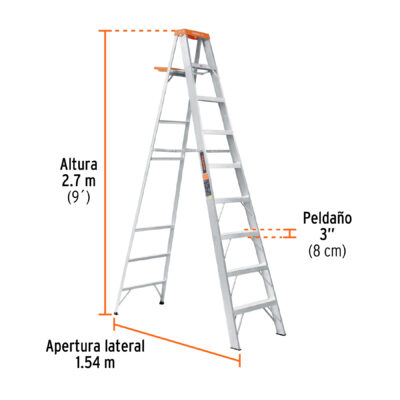 ESCALERA ALUMINIO 9 PIES TIPO 2 TRUPER COD. 10338 - Image 3