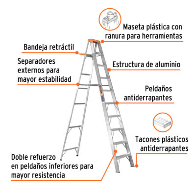 ESCALERA ALUMINIO 10 PIES TIPO 2 TRUPER COD. 10436 - Image 2