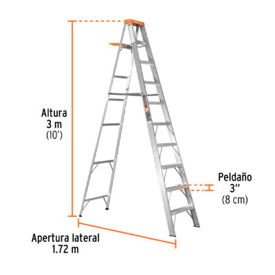 ESCALERA ALUMINIO 10 PIES TIPO 2 TRUPER COD. 10436 - Image 3