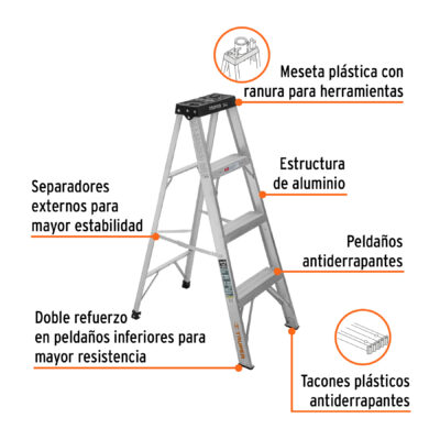 ESCALERA ALUMINIO 4 PIES TIPO 3 TRUPER COD. 16741 - Image 2