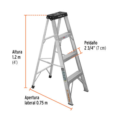 ESCALERA ALUMINIO 4 PIES TIPO 3 TRUPER COD. 16741 - Image 3