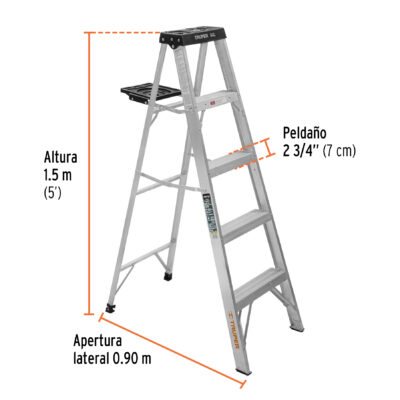 ESCALERA ALUMINIO 5 PIES TIPO 3 TRUPER COD. 16742 - Image 3