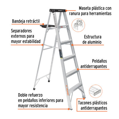 ESCALERA ALUMINIO 6 PIES TIPO 3 TRUPER COD. 16743 - Image 2