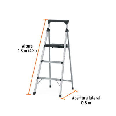 ESCALERA ALUMINIO 3 PELDAÑOS TUBULAR TRUPER COD. 16764 - Image 3