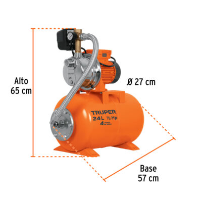 BOMBA Y TANQUE HIDRONEOMATICO TRUPER 1/2 HP 24 LITROS COD. 10077 - Image 3