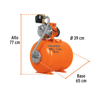 BOMBA Y TANQUE HIDRONEOMATICO TRUPER 1/2 HP 50 LITROS MOD. 12254 - Image 3