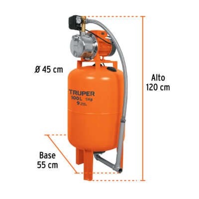 BOMBA Y TANQUE HIDRONEOMATICO TRUPER 1 HP 100 LITROS MOD. 12255 - Image 3