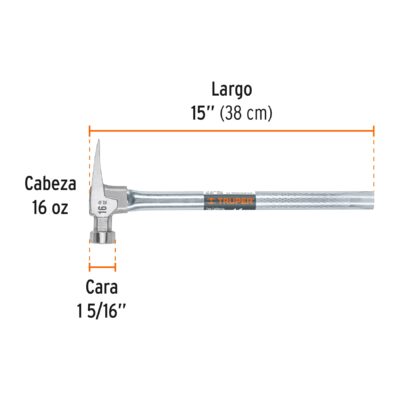 MARTILLO DE UÑA 16 OZ. MANGO TUBULAR TRUPER COD. 10643 - Image 3