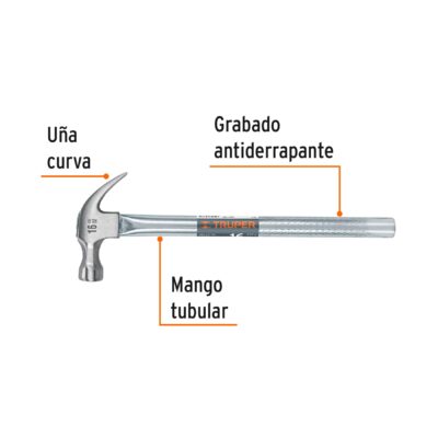 MARTILLO DE UÑA 16 OZ. MANGO TUBULAR TRUPER COD. 16701 - Image 2