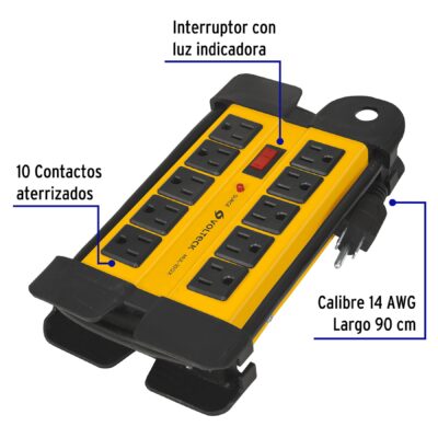 REGLETA VOLTECK 10 TOMAS CON PROTECCION DE PICOS MUL-1012X COD. 48190 - Image 2