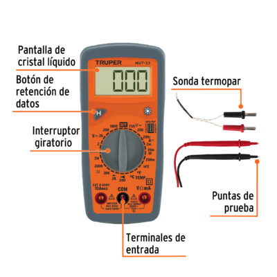 MULTIMETRO DIGITAL JUNIOR TRUPER COD. 10401 - Image 2