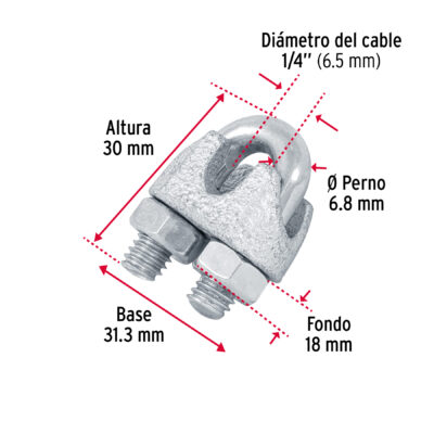 CHUCHO PARA CABLE 1/4 GALVANIZADO FIERO COD. 44084 - Image 2