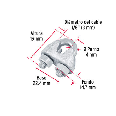 CHUCHO PARA CABLE 1/8 GALVANIZADO FIERO COD. 44082 - Image 2