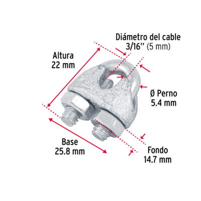 CHUCHO PARA CABLE 3/16 GALVANIZADO FIERO COD. 44083 - Image 2