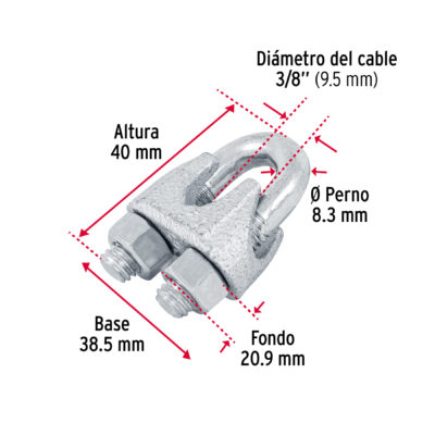 CHUCHO PARA CABLE 3/8 GALVANIZADO FIERO COD. 44086 - Image 2