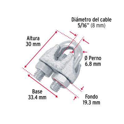 CHUCHO PARA CABLE 5/16 GALVANIZADO FIERO COD. 44085 - Image 2