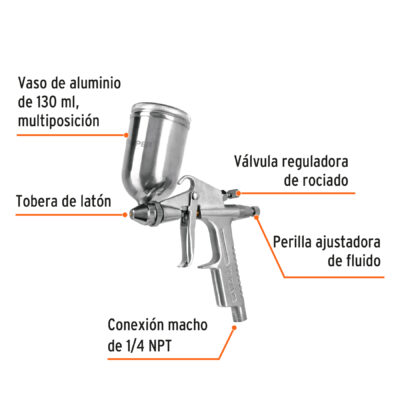 PISTOLA PINTAR DE GRAVEDAD TRUPER VASO METAL COD. 11098 - Image 2