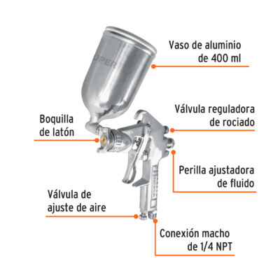 PISTOLA PINTAR DE GRAVEDAD TRUPER VASO METAL COD. 11095 - Image 2