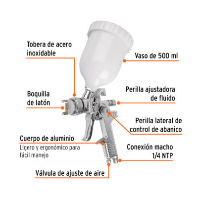 PISTOLA PINTAR DE GRAVEDAD TRUPER VASO PLASTICO COD. 12128 - Image 2