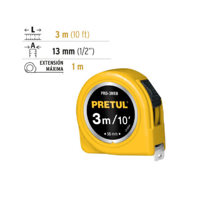 CINTA METRICA PRETUL 3 METROS ABS COD. 21605 - Image 2