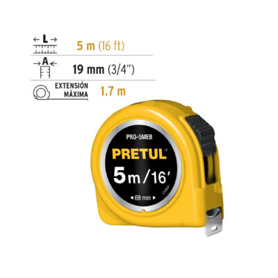 CINTA METRICA PRETUL 5 METROS ABS COD. 21606 - Image 2