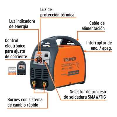 SOLDADORA TRUPER 130/200 AMP. INVERSORA CORRIENTE DIRECTA COD. 16053 - Image 2