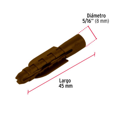 TARUGO EXPANSIVO S-8 PLASTICO CAFE FIERO (50 U) COD. 44200 - Image 3